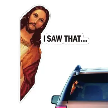 Наклейки на машину Иисуса, забавная наклейка Иисуса, Декоративная Защита от ультрафиолета, Водостойкая, легко наносится, Иисус, я видел Эту наклейку на грузовике
