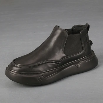 Новая высококачественная мужская обувь из воловьей кожи с верхним слоем - это модная универсальная легкая Удобная обувь с высоким берцем