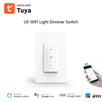 Умный диммер освещения Tuya WiFi, стандартное для США приложение дистанционного управления, голос / синхронизация времени Работает с Alexa Google Home
