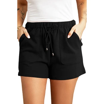 CyiExi, Летние женские шорты с эластичной резинкой на талии и карманом, повседневные женские однотонные 3 цвета, короткие брюки S-XXL