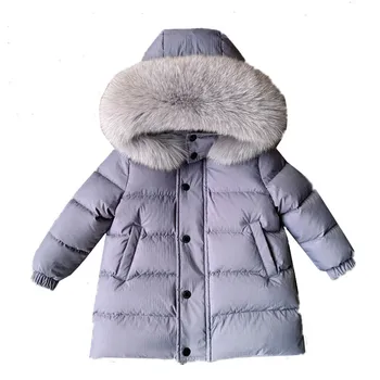 Детский зимний пуховик из натурального меха, утепленное теплое пальто средней длины Todder, зимний комбинезон для маленьких мальчиков и девочек от 1 до 13 лет