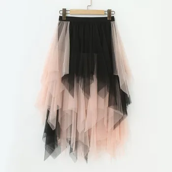Женская длинная осенняя юбка Maillard, Элегантная, с высокой талией, в стиле пэчворк, для коктейльных вечеринок, расклешенные юбки Миди трапециевидной формы