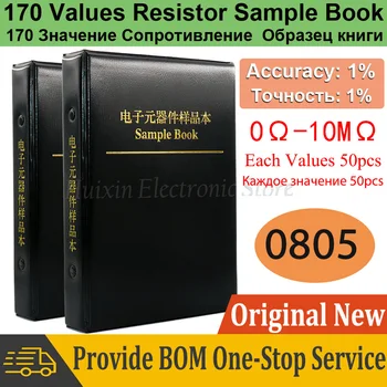 Набор резисторов SMD Sample Book 0,08 дюйма * 0,05 Набор Микросхемных Резисторов 0805 Точность 1% SMT 170 Переменное Значение 50шт 0R-10М Ом