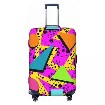 Винтажный чехол для багажа в стиле Мемфиса 80-х годов, защитный чехол для дорожного чемодана с принтом, Утолщенный эластичный чемодан с застежкой-молнией