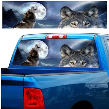 Wolf For Truck Jeep Suv Pickup 3D наклейка на заднее лобовое стекло, наклейка на стекло заднего стекла, плакат 168 X 74 см