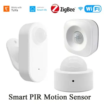 Tuya ZigBee/Беспроводной инфракрасный детектор движения PIR, детектор охранной сигнализации с держателем, управление приложением Smart Life