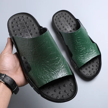 Кожаные тапочки Мужские Пляжные Сандалии Больших размеров, Повседневная Летняя Обувь для мужчин, Модные Вьетнамки Sapatos Hembre sapatenis masculino