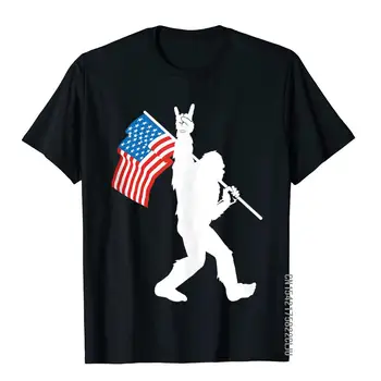 Забавный рок-н-ролл Снежного человека, флаг США для верующих в снежного человека, футболки для фитнеса, мужские хлопковые футболки высокого качества