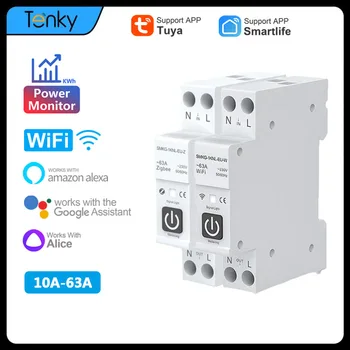 Умный Автоматический Выключатель TUYA ZigBee / Wifi С Измерительной DIN-рейкой 1P 1-63A Для Управления 