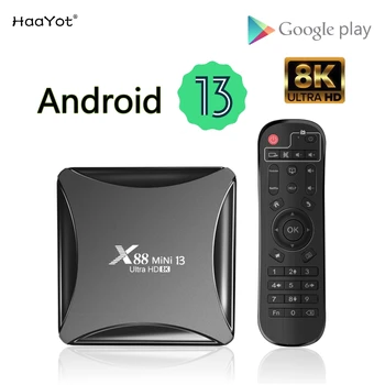 Android 13 Smart TV BOX RK3528 2G/4GB 16/32/64gb 2,4 и 5G WIFI 6-8K Vedio Декодирующий медиаплеер X88 mini Pro Телеприставка