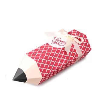 50 шт. Креативный мультяшный карандаш, подарочная коробка для конфет, подарочный пакет для свадебной вечеринки, складная упаковка для закусок, цветные свадебные сувениры для гостей