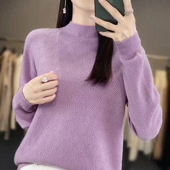 2023 Кашемировый свитер, осенне-зимний свитер, женский модный базовый вязаный пуловер, женский кашемировый свитер, женский пуловер