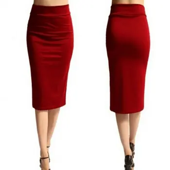 Женская юбка-карандаш до колена, женские облегающие юбки-карандаш с высокой талией, стрейчевые сексуальные юбки-карандаши, женская офисная мини-юбка-футляр, размер Puls