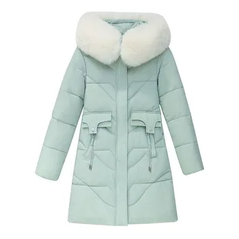 2023 Новое женское хлопчатобумажное пальто, зимняя куртка, женские парки с капюшоном и воротником из искусственного меха, свободная верхняя одежда большого размера, теплое толстое пальто