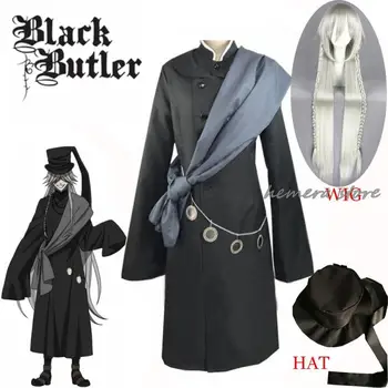 Черный дворецкий, гробовщик Курошицудзи, косплей костюм, костюмы для вечеринки на Хэллоуин, сшитый на заказ, полный комплект, шляпа, цепочка и парик 2023
