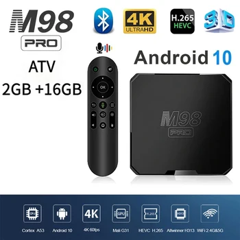 M98Pro Tv Box ATV Allwinner H313 Android 10,0 4K 3D UHD HDR10 H.265 4G 5G Двойной WiFi BT 5,0 Удаленный Голосовой Домашний Кинотеатр Iptv