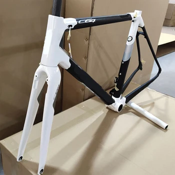 Черно-белая карбоновая рама C64, полностью карбоновые рамы для шоссейных велосипедов, комплект велосипедных рам
