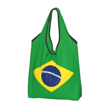 Покупка Продуктов под флагом Бразилии, Симпатичная сумка-Тоут для покупателей, Портативная сумка большой емкости