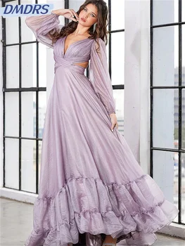 Романтическое вечернее платье с пышными длинными рукавами трапециевидной формы 2024, сексуальное платье с открытой спиной, Классические тюлевые платья в пол, Vestidos De Novia