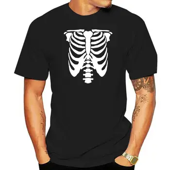 Футболки со скелетом, джемперы на Хэллоуин, черные, белые ребра, Happy Halloween AI23