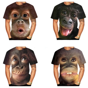 Забавная футболка, летняя модная пародия на Гориллу, забавная обезьяна, футболка с 3D принтом, мужская женская повседневная рубашка с коротким рукавом, топ