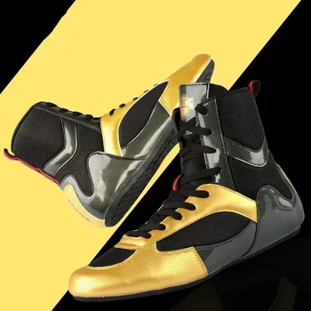 Новые профессиональные боксерские туфли, мужские золотые легкие борцовские ботинки, Мужские дышащие боксерские ботинки, противоскользящие борцовские кроссовки.