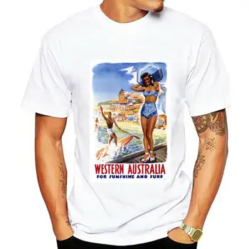 Мужская футболка, винтажный туристический плакат, Западная Австралия, футболка Sunshine Surf, женская футболка