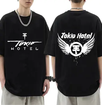 Хип-хоп Рок-группа Tokio Hotel Логотип 2023 Новая Футболка Мужская Мода Негабаритная футболка Ретро Панк Готические футболки Унисекс Уличная одежда