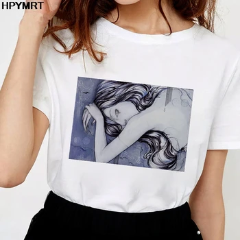 Новая футболка для женщин, модная хипстерская футболка с принтом для сексуальных девушек, женская одежда Four seasons, повседневные белые топы, футболка в стиле харадзюку, одежда