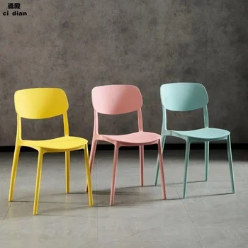 Пластиковый стул Q129, стул с простой спинкой, Молочный Чайный магазин, Рог, Современный стол в скандинавском стиле, Домашний ресторан, Европейская конференция