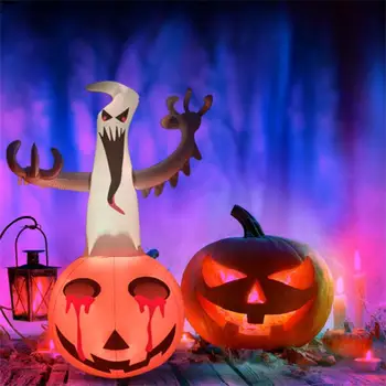 Надувные игрушки для Хэллоуина CoRui высотой 1,2 м Призрак на тыкве Пульт дистанционного управления Светодиодный Светящийся Открытый газон Двор Украшения для Хэллоуина