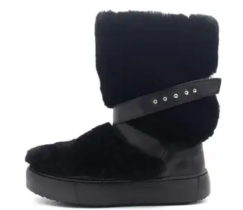 Новые зимние мужские ботинки до середины икры, черная мужская обувь из натуральной кожи с круглым носком, зимние ботинки, модные мужские ботинки