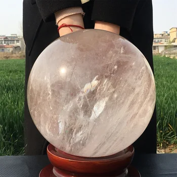 ВЕРХ 39,6 фунтов! Натуральный большой прозрачный кварцевый шар ручной работы с исцеляющим кристаллом