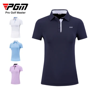 Летняя женская футболка для гольфа с короткими рукавами PGM, женские рубашки, спортивная облегающая одежда, быстросохнущая дышащая одежда для гольфа и тенниса, размеры S-XL