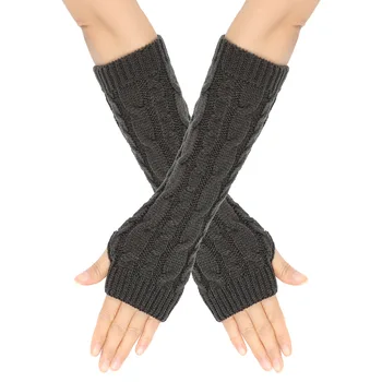 Женские вязаные перчатки с длинными рукавами, теплые осенне-зимние перчатки, перчатки без пальцев Для женщин, рукавицы с закручивающимися рукавами для девочек, сохраняющие тепло
