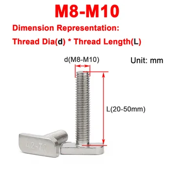 304 Нержавеющая сталь, Т-образный / квадратный болт с 23 головками для алюминиевых фотоэлектрических элементов M8