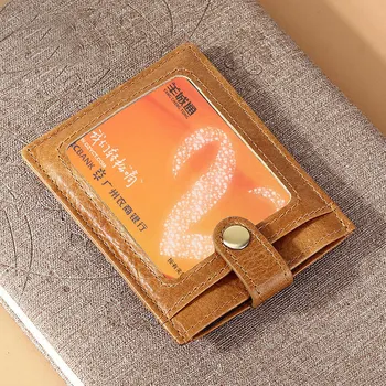 RFID Противоугонная щетка, держатель для кредитных карт, мужская сумка на кнопке, сумка для карт, масло, воск, Натуральная кожа, Маленький тонкий карманный кошелек для карт