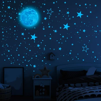 1049 Шт Звездных Наклеек, Как Показано На рисунке, ПВХ Для Декора потолка, Светящиеся В Темноте Наклейки С Потолочными Звездами