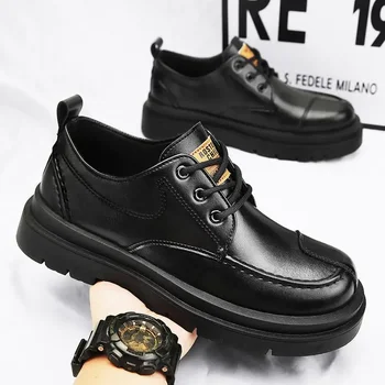 Мужская обувь Осенняя универсальная спортивная обувь Argan Board, Рабочий мужской костюм, мужская повседневная кожаная обувь, черная мода из натуральной кожи S