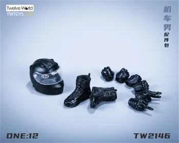 1/12 TWTOYS TW2146 Модный Черный Мотоциклетный Кукольный Шлем Со Сменными Руками, Однотонная Обувь, Комплект Аксессуаров, Подходит для 6 