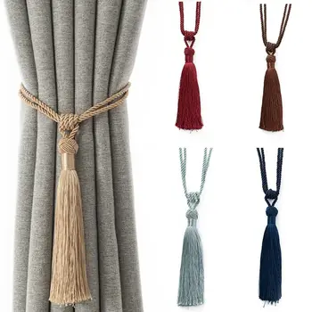 Завязки для штор с плетеной кисточкой, практичная классическая атласная веревка, подвесной шаровой ремень для штор, простые аксессуары для комнаты ручной работы