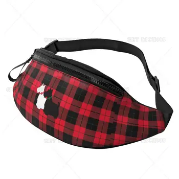 Поясная сумка в красно-черную клетку с шотландским терьером, поясная сумка для женщин, мужской рюкзак для путешествий, большие открывающиеся сумки одного размера