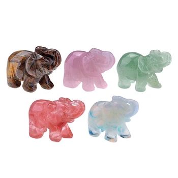 Мини Хрустальная фигурка слона из натуральных кристаллов Художественная статуэтка животного Украшение для дома, спальни, рабочего стола в офисе, украшения комнаты