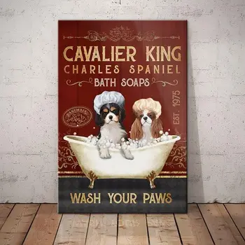 Металлические вывески Cavalier King Charles Spaniel Dog Bath Soap Company Вывески 