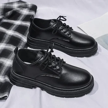 Черная кожаная обувь Мужская весенне-осенняя студенческая повседневная деловая мужская официальная одежда Свадебная обувь жениха Мальчики Dr. Boo