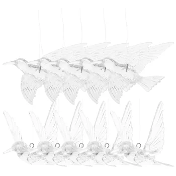 Прозрачный орнамент в виде колибри, акриловые переливающиеся прозрачные подвески в виде колибри для декора