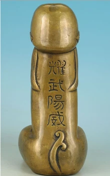 Ornamen Figur Patung Pengumpul Dewa Ukiran Penis Perunggu Tua Tiongkok Asia Bagus