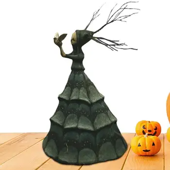 Статуя Ведьмы на Хэллоуин Портативная Скульптура Ведьмы Из Смолы Водонепроницаемые Украшения Ужасов для Хэллоуина Многоцелевой Садовый Декор