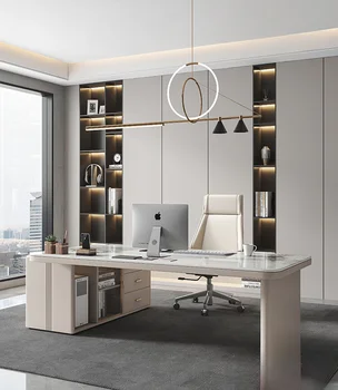 Итальянский легкий роскошный стол, современный и простой домашний кабинет, офисный стол, компьютерный стол rock board