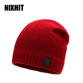 NIXHIT Новые мужские шапки Skullies Beanies, вязаные шапки для мужчин, зимняя мужская шапка с толстым теплым мехом, шапка для верховой езды, шапка для папы, повседневная Z240